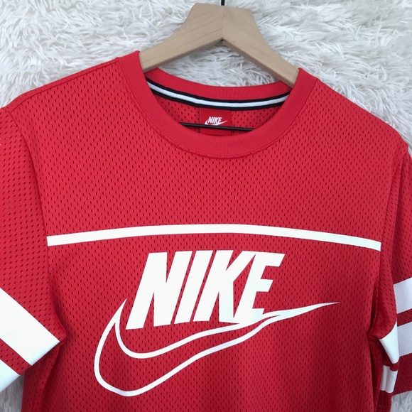SOLD Nike | Red Swoosh Mesh Jersey Tee Size Small - Picture 2 of 6
